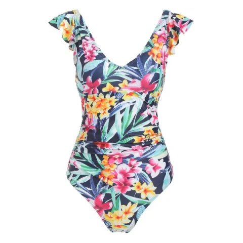 Floral Print Ruffle trap One-Piece wimsuit - Fansmadedirect