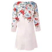 Floral Print Short Casual Dress - ilk White Fansmadedirect