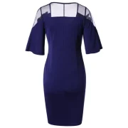 Florals Embellished V Neck Pencil Dress - Purple Iris Fansmadedirect