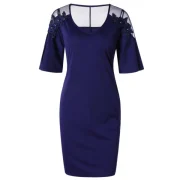 Florals Embellished V Neck Pencil Dress - Purple Iris Fansmadedirect