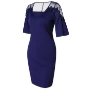 Florals Embellished V Neck Pencil Dress - Purple Iris Fansmadedirect