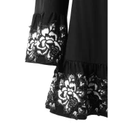 Flower Brim Open Shoulder Blouse - Black Fansmadedirect