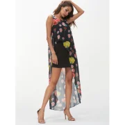 Flower High Low Asymmetrical Dress - Night Fansmadedirect