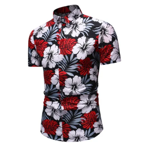 Flower Leaves Print Button Down Hawaii Shirt - Fansmadedirect