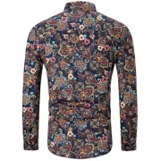 Flower Paisley Print Asymmetric Long Sleeve Shirt - Cadetblue Fansmadedirect