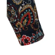Flower Paisley Print Asymmetric Long Sleeve Shirt - Cadetblue Fansmadedirect