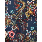 Flower Paisley Print Asymmetric Long Sleeve Shirt - Cadetblue Fansmadedirect