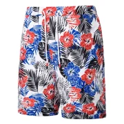 Flower Pattern Drawstring Board Shorts - White Fansmadedirect