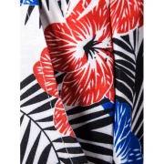 Flower Pattern Drawstring Board Shorts - White Fansmadedirect