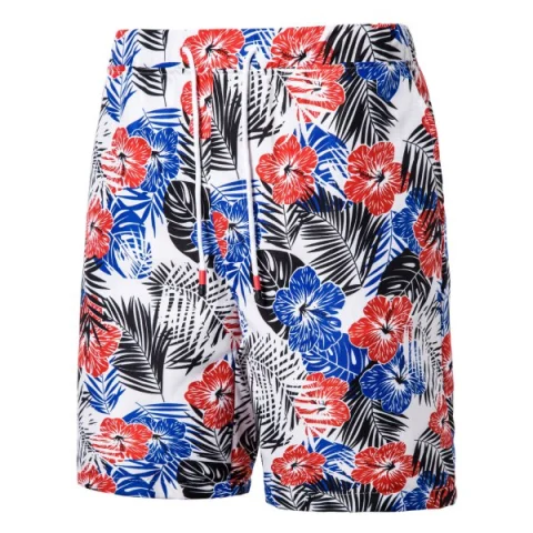 Flower Pattern Drawstring Board Shorts - White Fansmadedirect