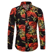 Flower Print Casual Long Sleeves Shirt - Night Fansmadedirect