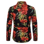Flower Print Casual Long Sleeves Shirt - Night Fansmadedirect