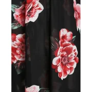 Flower Print Chiffon Crochet Panel Cami Top - Black Fansmadedirect