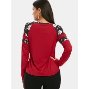 Flower Trim Raglan leeve Curved T hirt - Red Wine Fansmadedirect