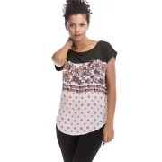 Flowers Print Basic Casual T-shirt - Gray Wolf Fansmadedirect