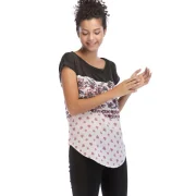 Flowers Print Basic Casual T-shirt - Gray Wolf Fansmadedirect