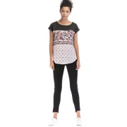 Flowers Print Basic Casual T-shirt - Gray Wolf Fansmadedirect