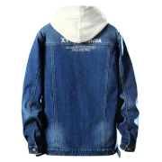 Fluffy Faux Fur Front Pocket Denim Jacket - Blue Fansmadedirect