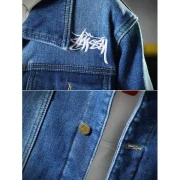 Fluffy Faux Fur Front Pocket Denim Jacket - Blue Fansmadedirect