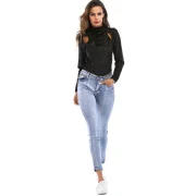 FRENCH BAZAAR High Neck Long Sleeve Bodysuit - Black Fansmadedirect