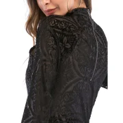 FRENCH BAZAAR High Neck Long Sleeve Bodysuit - Black Fansmadedirect