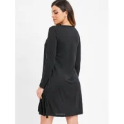 Fringe Asymmetrical Hem Mini Dress - Black Fansmadedirect