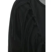 Fringe Asymmetrical Hem Mini Dress - Black Fansmadedirect