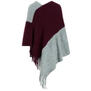 Fringed Two Tone Ruffles Cape Sweater - Gray One Fansmadedirect