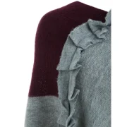Fringed Two Tone Ruffles Cape Sweater - Gray One Fansmadedirect