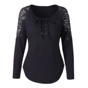 Front Lace-up Knit Tee - idnight Blue Fansmadedirect