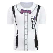 Fuax Collar Bowknot Strap Print Short Sleeves T-shirt - White Fansmadedirect