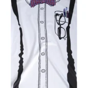 Fuax Collar Bowknot Strap Print Short Sleeves T-shirt - White Fansmadedirect