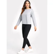 Full leeve Criss Cross Back T-shirt - Gray Fansmadedirect