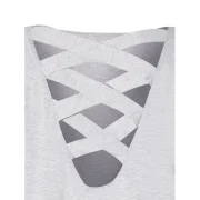 Full leeve Criss Cross Back T-shirt - Gray Fansmadedirect