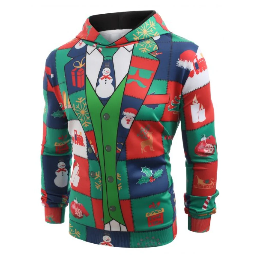 Funny Christmas Elements Blazer Print Hoodie - Fansmadedirect