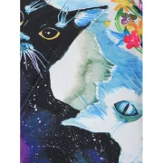 Galaxy Cat and Flowers Print hort leeves T-shirt - Fansmadedirect