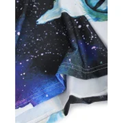 Galaxy Cat and Flowers Print hort leeves T-shirt - Fansmadedirect