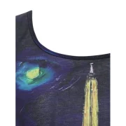 Galaxy Tower Graphic Asymmetric T-shirt - Denim Dark Blue Fansmadedirect