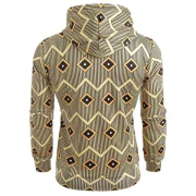 Geometric Stripe Printed Pouch Pocket Hoodie - Goldenrod Fansmadedirect