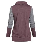 Glove Sleeve Contrast Heathered Drawstring Cowl Neck T-shirt - Firebrick Fansmadedirect