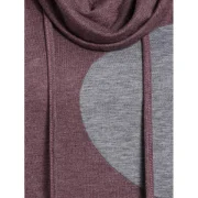 Glove Sleeve Contrast Heathered Drawstring Cowl Neck T-shirt - Firebrick Fansmadedirect