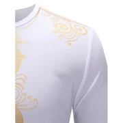 Golden Printed Long Sleeve T-shirt - White Fansmadedirect