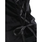 Gothic Style Sweetheart Neck Long Sleeve Pure Color Lace-Up Women's Blouse - Black Fansmadedirect