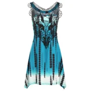 Guipure Lace Longline Casual Tank Top - Greenish Blue Fansmadedirect