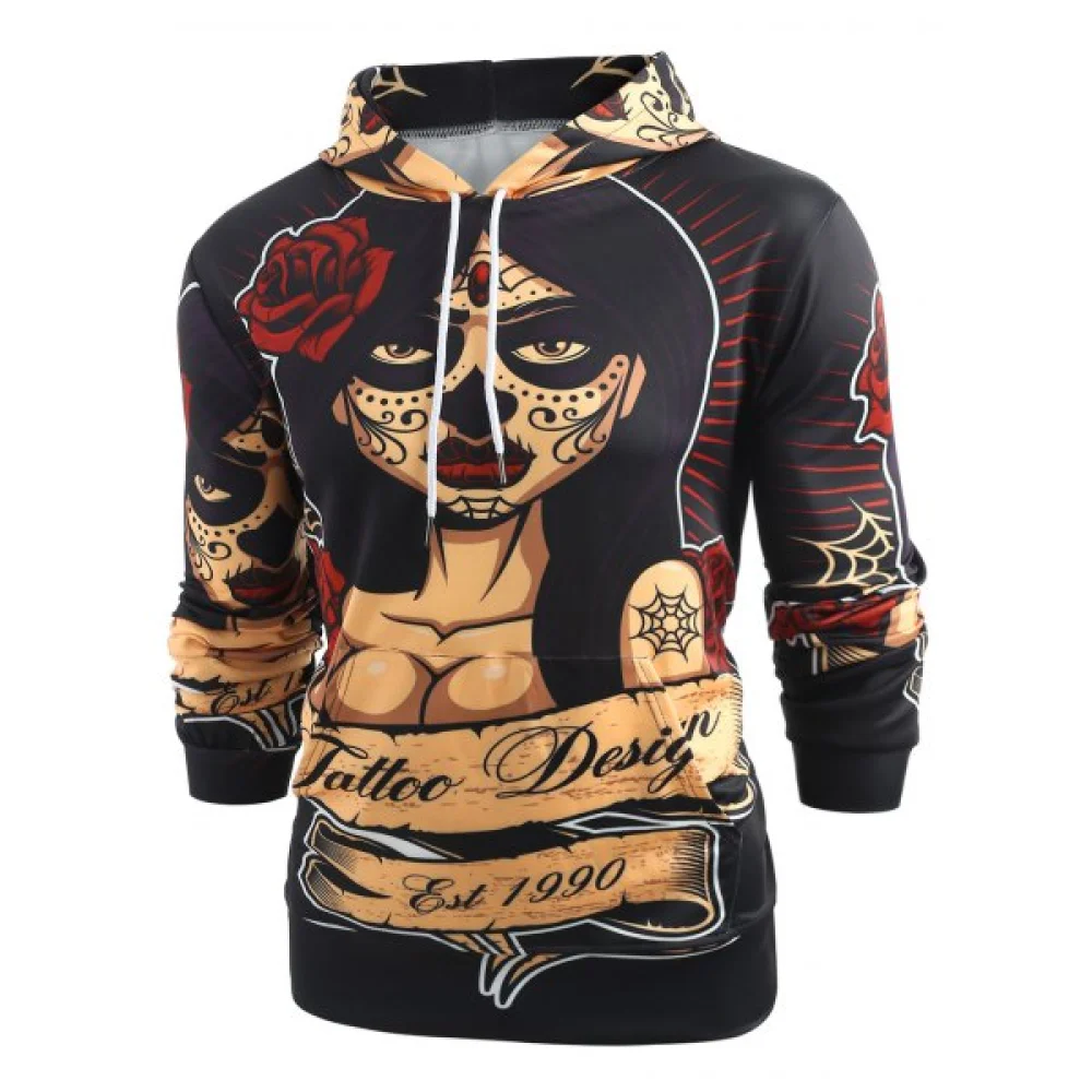 Hag Print Long leeve Hoodie - Black Fansmadedirect