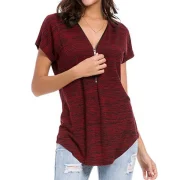 Half Zip Space Dye Tee - Red Wine Fansmadedirect