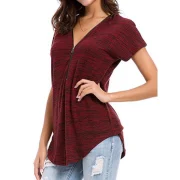 Half Zip Space Dye Tee - Red Wine Fansmadedirect