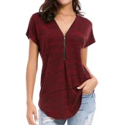 Half Zip Space Dye Tee - Red Wine Fansmadedirect