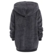 Half Zipper Drawstring Fluffy Hoodie - Dark Gray Fansmadedirect