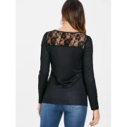 Halloween 3D Cat Print Lace Insert T-shirt - Black Fansmadedirect